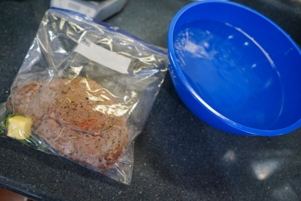 Tenderloin in a Freezer Bag for Water Displacement Method